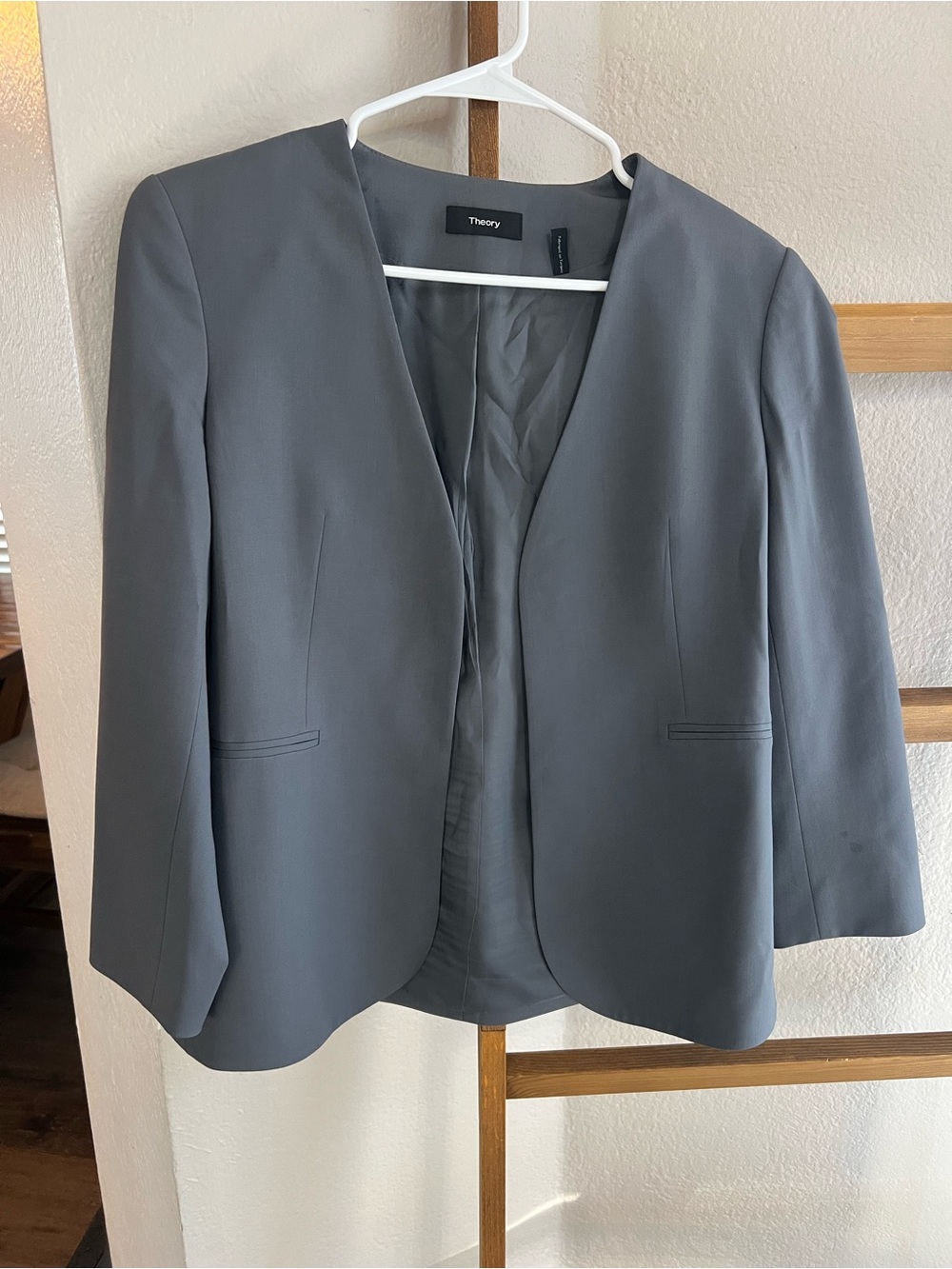 Theory Gray Open-Front Women's Blazer Jacket